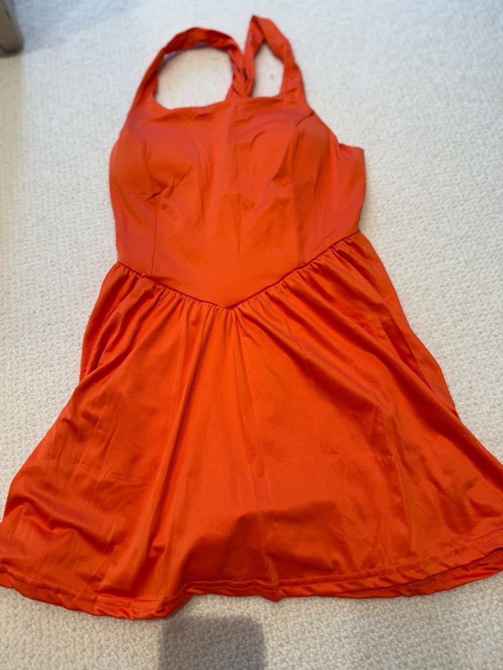 Athletic Orange Sleeveless Fit-and-Flare Dress
